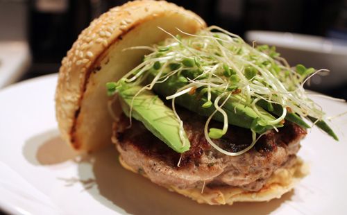 Order Rosemary Turkey Burger (8oz) food online from Lazy Daisy Cafe store, Santa Monica on bringmethat.com