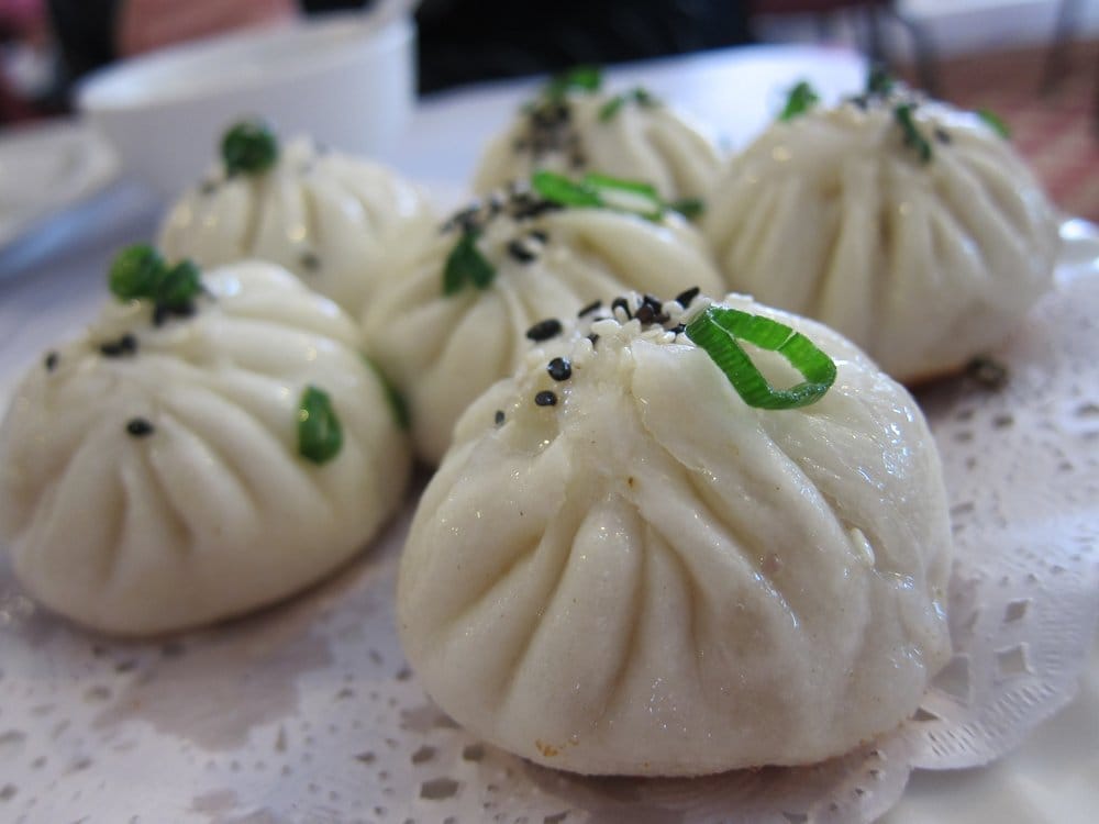 Order 9. Shanghai Fried Pork Buns (6) food online from Little Shanghai Restaurant store, San Mateo on bringmethat.com