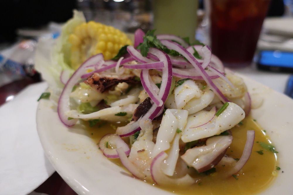 Order 2. CEVICHE MIXTO food online from Mario's Peruvian & Seafood store, Los Angeles on bringmethat.com