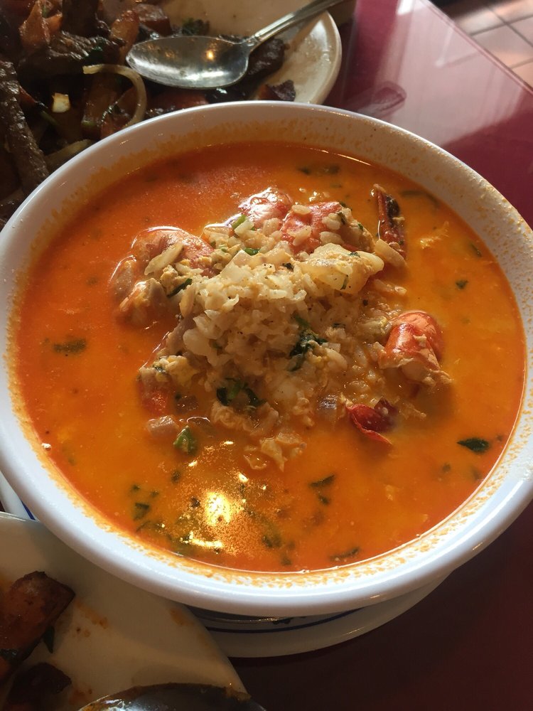 Order 10. CHUPE DE CAMARON food online from Mario's Peruvian & Seafood store, Los Angeles on bringmethat.com