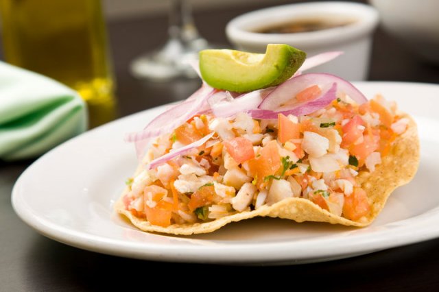 Order Tostada De Camarón food online from Taqueria Mi Pueblo #3 store, Novato on bringmethat.com