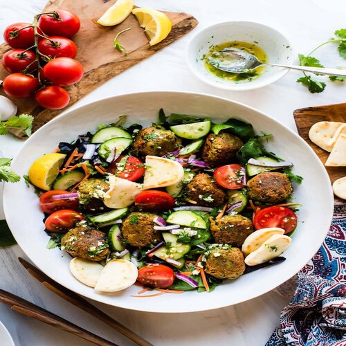 Order Falafel Salad food online from Elham Restaurant And Bar store, New Castle on bringmethat.com