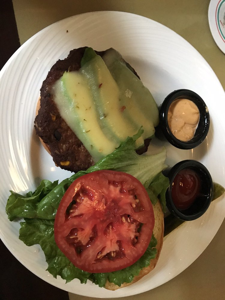Order Spicy Black Bean Burger food online from Guppy's On the Beach store, Indian Rocks Beach on bringmethat.com