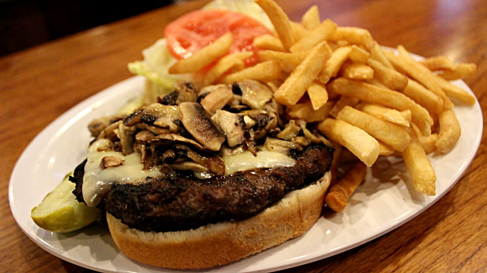 Order Mushroom & Swiss Burger food online from Village Tavern and Grill store, Carol Stream on bringmethat.com