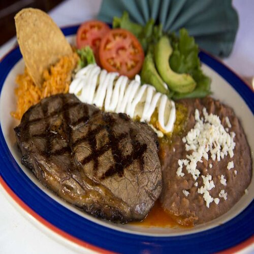 Order Beef Steak A La Tampiquena food online from El Rodeo store, Richmond on bringmethat.com