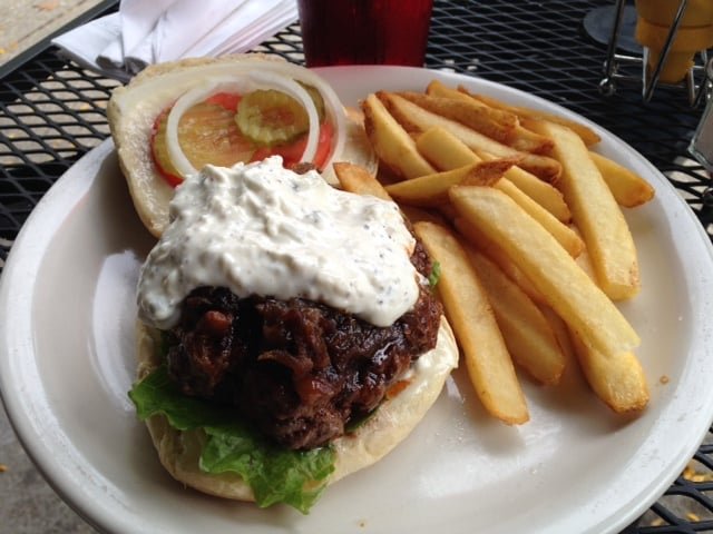 Order Black And Bleu Burger food online from 915 Pub & Grill store, Fort Thomas on bringmethat.com