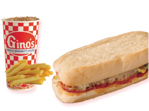 Order 9" 1-Topping Pizza Bread and Med Drink food online from Gino's Pizza and Spaghetti House store, Saint Albans on bringmethat.com
