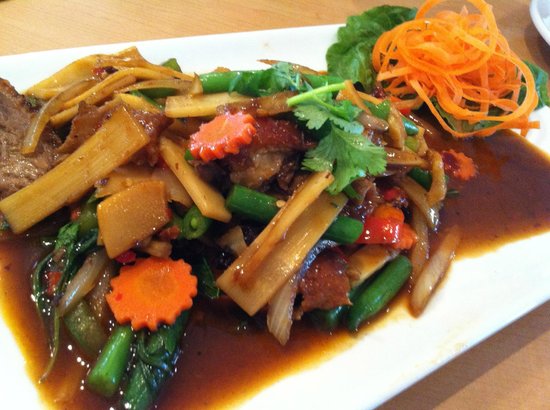 Order  Spicy Basil Duck food online from Thai House Restaurant store, Marquette on bringmethat.com