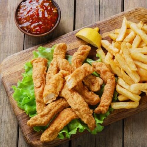 Order 5 Pc. Strips & Fries food online from Chicken Coop store, Battle Creek on bringmethat.com