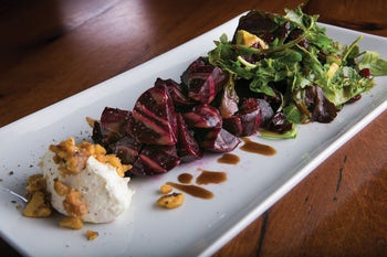 Order GF Honey Roasted Beet & Arugula Salad food online from Biaggi's store, Maple Grove on bringmethat.com