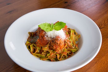 Order GF Fettuccini & Meatballs food online from Biaggi's store, Maple Grove on bringmethat.com