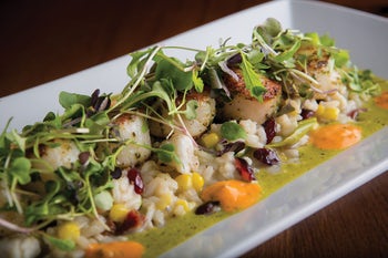 Order GF Sea Scallop Risotto food online from Biaggi's store, Maple Grove on bringmethat.com