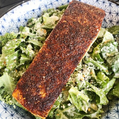Order Blackened Salmon Caesar food online from Canyon Cafe store, Saint Louis on bringmethat.com