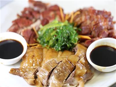 Order A. Special Combination Platter food online from Thai Gai Yang Cafe store, Saint Louis on bringmethat.com