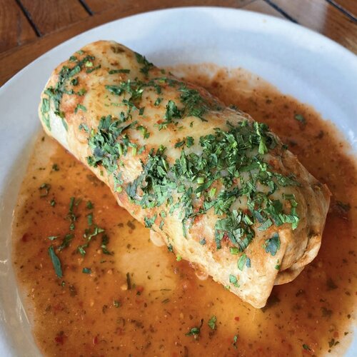 Order Burrito Deluxe food online from La Fiesta Mexican Restaurant store, Greenville on bringmethat.com