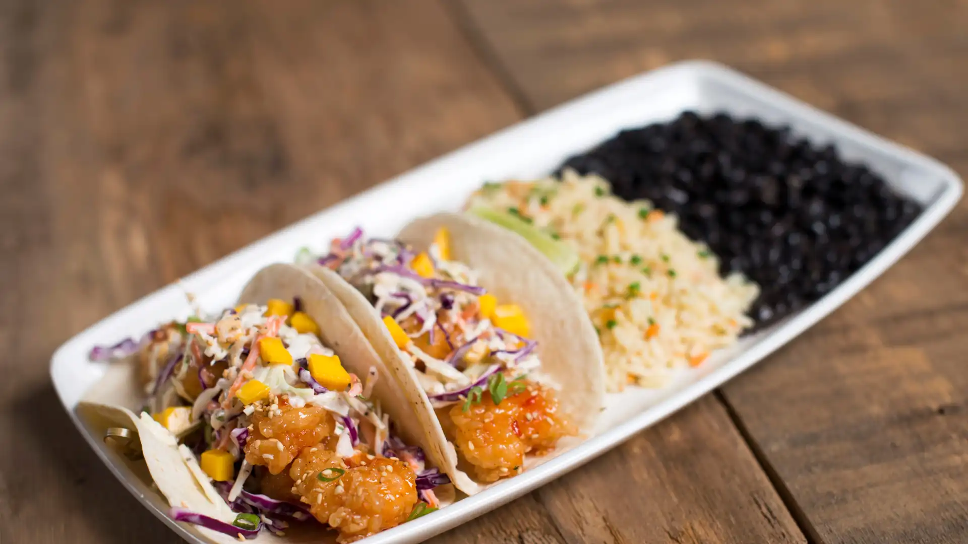 Order Firecracker Shrimp Tacos food online from Village Tavern store, Winston Salem on bringmethat.com