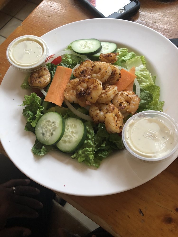 Order Grilled Cajun Shrimp Salad food online from Schermerhorn's Seafood store, Holyoke on bringmethat.com