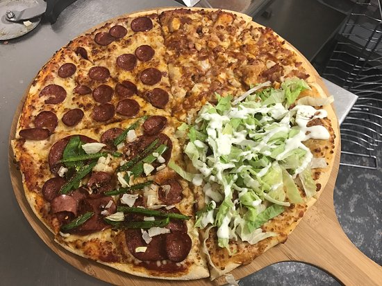 Order 4-Way Pizza food online from Kingston House of Pizza store, Kingston on bringmethat.com