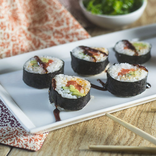 Order R19. Spicy Salmon Roll food online from Peking Tokyo store, Lebanon on bringmethat.com