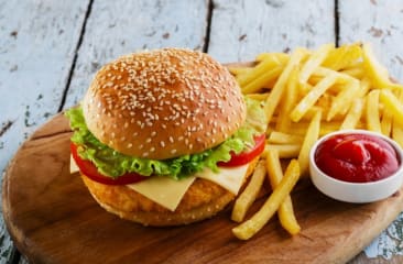 Order *Cheeseburger with French Fries food online from Paul's Pizza House-Restaurant store, Vernon Rockville on bringmethat.com