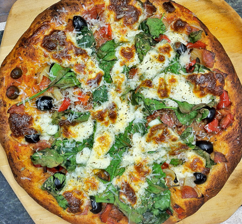 Order Popeye’s Favorite Pizza food online from 2 Guys & A Pie Pizzeria store, Bonaire on bringmethat.com