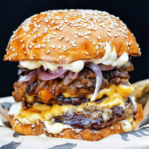 Order The Bear Burger food online from 2 Guys & A Pie Pizzeria store, Bonaire on bringmethat.com
