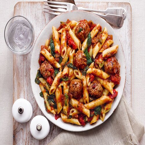 Order Meatball Pasta Bake food online from 2 Guys & A Pie Pizzeria store, Bonaire on bringmethat.com