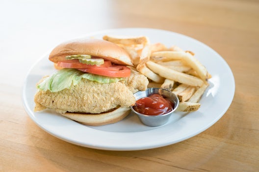 Order Karl's Catfish Sandwich (1 Trimming) food online from Jim 'N Nick's Bar-B-Q store, Cordova on bringmethat.com
