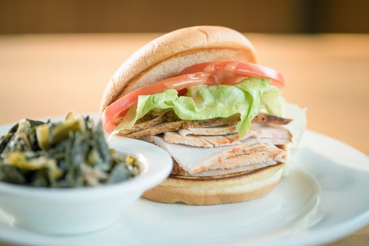 Order Joe's Original Turkey Sandwich (1 Trimming) food online from Jim 'N Nick's Bar-B-Q store, Cordova on bringmethat.com