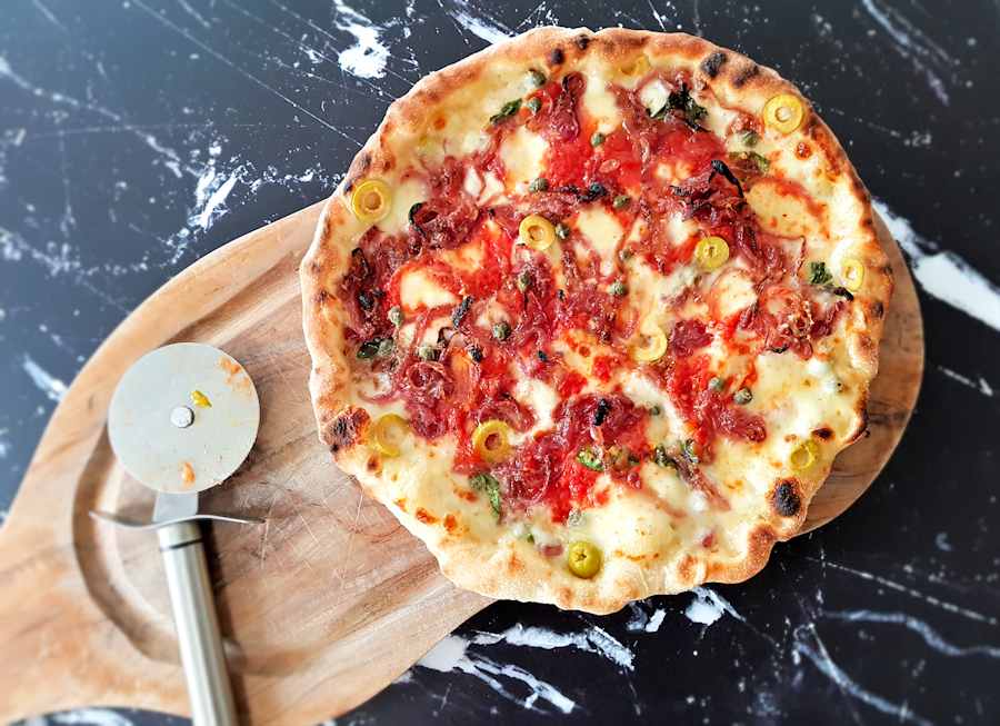 Order Hawaiian Sicilian Pan Pizza food online from Renzo's Boca Raton store, Boca Raton on bringmethat.com