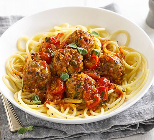Order Spaghetti with Meatballs food online from Renzo's Boca Raton store, Boca Raton on bringmethat.com
