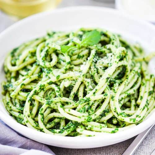 Order Spaghetti with Pesto Sauce food online from Renzo's Boca Raton store, Boca Raton on bringmethat.com