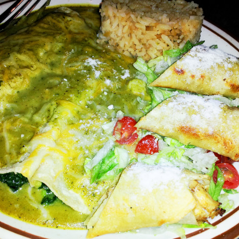 Order Vegetarian or Spinach Enchiladas food online from La Terraza store, Starkville on bringmethat.com