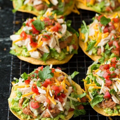 Order Chicken, Beef, or Bean Tostadas  food online from La Terraza store, Starkville on bringmethat.com