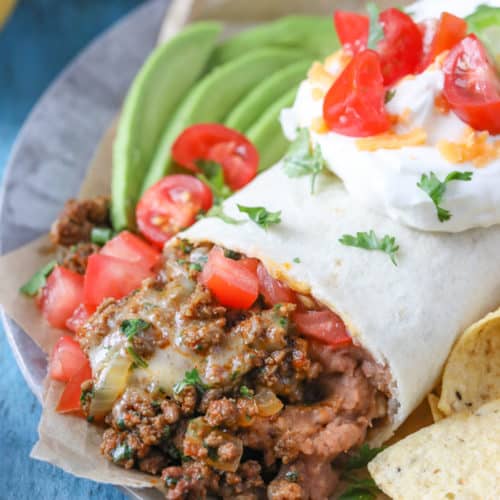Order Ground Beef Burrito food online from Salsarita's Fresh Mexican Grill store, Starkville on bringmethat.com