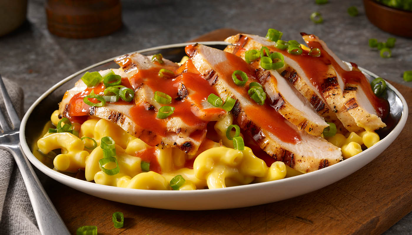 Order Buffalo Chicken Mac Stack food online from Dickey's Barbecue Pit store, Centereach on bringmethat.com