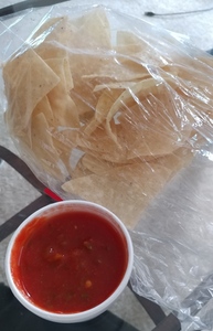 Order Basket of Chips and Hot Sauce food online from Bandito Burrito Co store, Huntsville on bringmethat.com