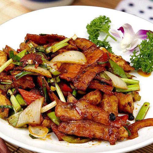 Order Twice Cooked Roast Pork food online from China Express store, Kansas City on bringmethat.com