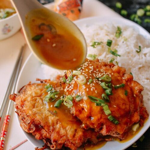 Order Chicken Egg Foo Young food online from China Express store, Kansas City on bringmethat.com