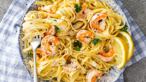Order Lemon Herb Shrimp with Fettucine food online from Griller's Restaurant store, Whiting on bringmethat.com