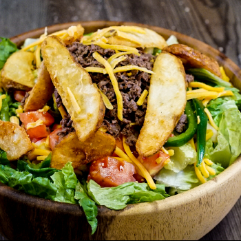 Order Steak Fry Salad food online from Fox's Pizza Den store, Coudersport on bringmethat.com